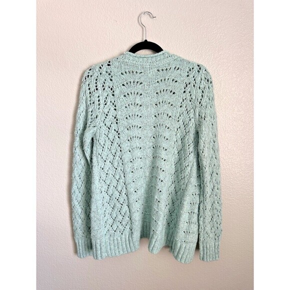 NEW Maurice’s Solid Open Stitch Cardigan Women's Size Small Green Grandmacore - Picture 2 of 5